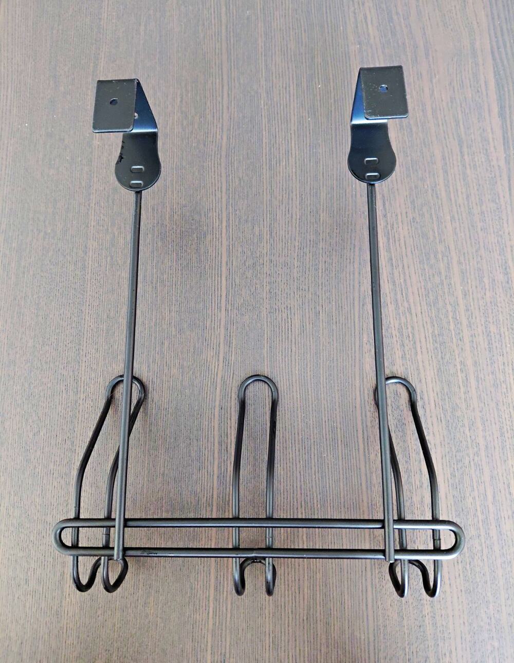 Over The Door Hook Rack 3 Double Hooks Black Metal Towel Hanger Organizer 9x11”